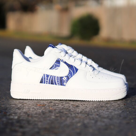 Nike Air Force 1 Low Blue Bandana Custom - Picture 9 of 12